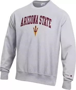 Мужская серая толстовка с круглым вырезом с обратным переплетением Champion Arizona State Sun Devils