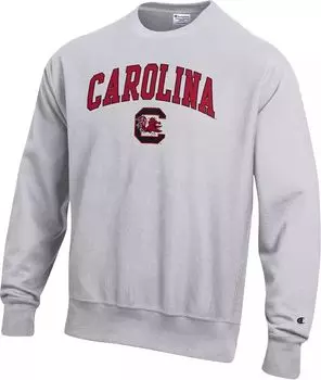 Мужская серая толстовка с круглым вырезом с обратным переплетением Champion South Carolina Gamecocks