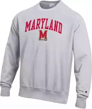 Мужская серая толстовка с круглым вырезом с обратным плетением Champion Maryland Terrapins