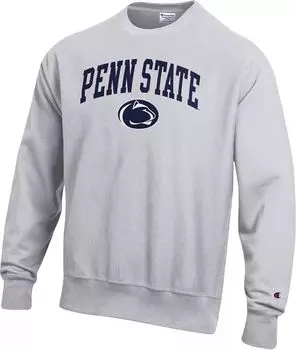 Мужская серая толстовка с круглым вырезом с обратным плетением Champion Penn State Nittany Lions