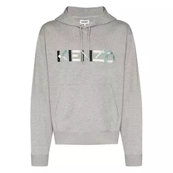 Мужская серая толстовка с разноцветным классическим логотипом Kenzo, серый