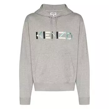 Мужская серая толстовка с разноцветным классическим логотипом Kenzo, серый