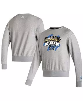 Мужская серая толстовка st. louis blues reverse retro 2.0 vintage-like pullover sweatshirt adidas, серый