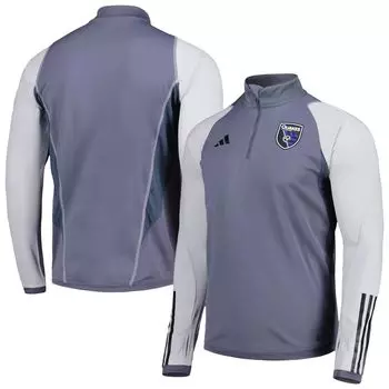 Мужская серая тренировочная футболка на молнии San Jose Earthquakes 2023 AEROREADY adidas