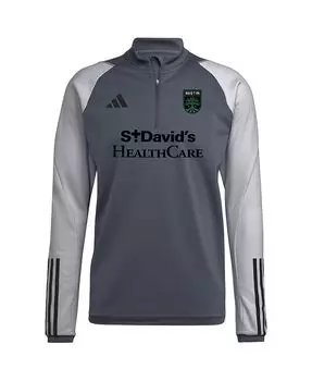 Мужская серая тренировочная футболка с молнией в четверть Austin FC 2023 On-Field AEROREADY adidas, серый