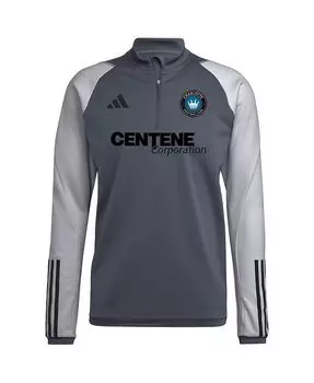 Мужская серая тренировочная футболка с молнией в четверть Charlotte FC 2023 On-Field AEROREADY adidas, серый