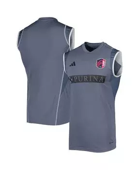 Мужская серая тренировочная майка без рукавов для тренировок St. Louis City SC 2023 adidas, серый