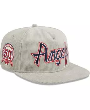 Мужская серая вельветовая регулируемая шляпа для гольфиста Los Angeles Angels New Era