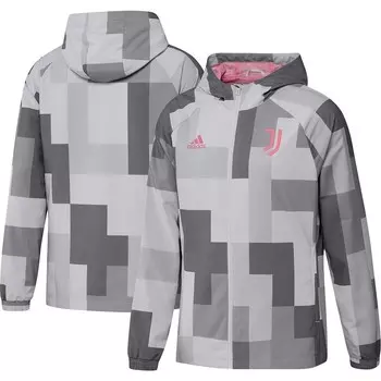 Мужская серая ветровка adidas Juventus с рисунком реглан и молнией во всю длину Adidas, цвет Juv Grey