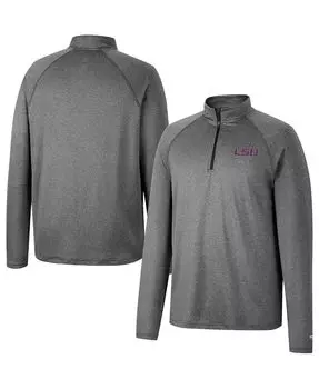 Мужская серая ветровка lsu tigers earth first с молнией на четверть реглан в мелкую клетку Colosseum, мульти