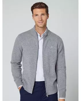 Мужская серая вязаная куртка на молнии Hackett, серый