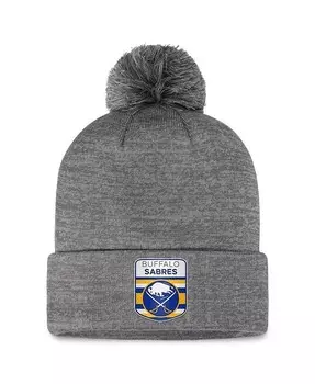Мужская серая вязаная шапка Buffalo Sabers Authentic Pro Home Ice с манжетами и помпоном Fanatics, серый