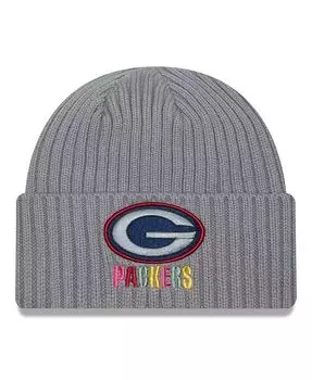Мужская серая вязаная шапка Green Bay Packers Color Pack с несколькими манжетами New Era, серый