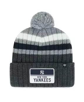 Мужская серая вязаная шапка New York Yankees с манжетами и помпоном '47 Brand, серый