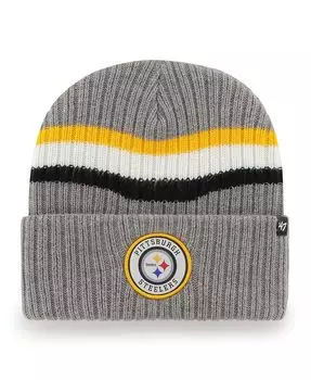 Мужская серая вязаная шапка Pittsburgh Steelers Highline с манжетами '47 Brand