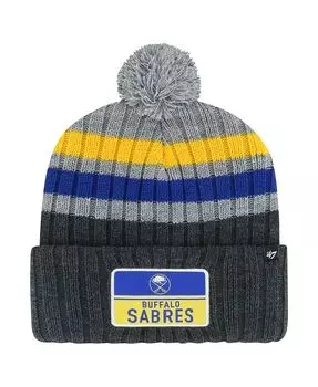 Мужская серая вязаная шапка с манжетами и помпоном Buffalo Sabers Stack Patch '47 Brand, серый
