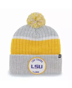 Мужская серая вязаная шапка с манжетами и помпоном LSU Tigers Holcomb '47 Brand