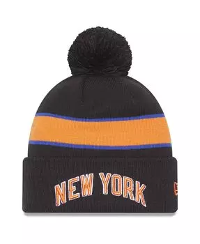Мужская серая вязаная шапка с манжетами и помпоном New York Knicks 2022/23 City Edition New Era