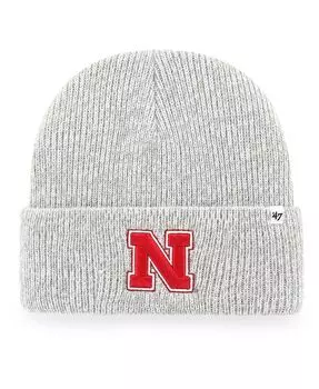 Мужская серая вязаная шапка с манжетами Nebraska Huskers Brain Freeze '47 '47 Brand