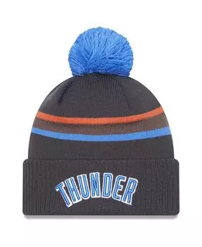 Мужская серая вязаная шапка с помпоном и манжетами Oklahoma City Thunder 2022/23 City Edition New Era