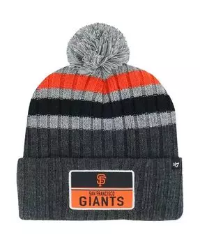 Мужская серая вязаная шапка San Francisco Giants Stack с манжетами и помпоном '47 Brand, серый