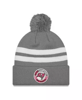 Мужская серая вязаная шапка Tampa Bay Buccaneers 2023 NFC South Division Champions с манжетами и помпоном New Era, серый