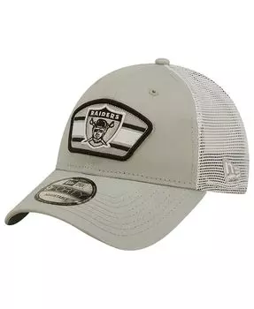 Мужская серо-белая кепка с нашивкой-логотипом Las Vegas Raiders Trucker 9Forty Snapback New Era