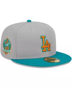 Мужская серо-бирюзовая кепка Los Angeles Dodgers 59FIFTY. New Era