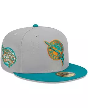Мужская серо-бирюзовая шляпа Florida Marlins Cooperstown Collection 59FIFTY. New Era