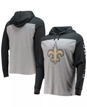 Мужская серо-черная футболка с капюшоном new orleans saints franklin wooster с длинными рукавами и меланжевым принтом '47 Brand, мульти