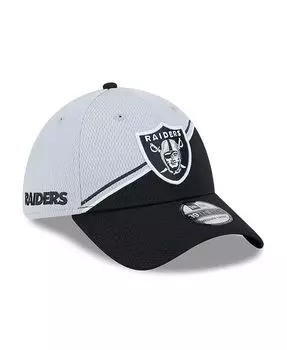 Мужская серо-черная кепка Las Vegas Raiders 2023 Sideline 39THIRTY Flex New Era, серый