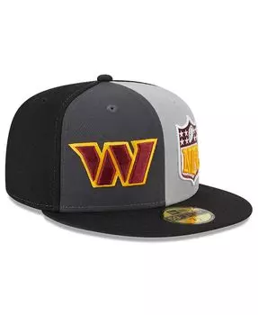 Мужская серо-черная приталенная кепка Washington Commanders 2023 Sideline 59FIFTY New Era