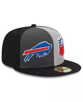 Мужская серо-черная приталенная шляпа Buffalo Bills 2023 Sideline 59FIFTY New Era, серый
