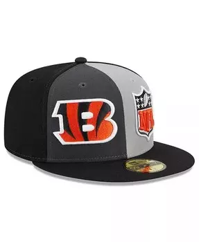 Мужская серо-черная приталенная шляпа Cincinnati Bengals 2023 Sideline 59FIFTY New Era, серый