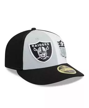 Мужская серо-черная приталенная шляпа Las Vegas Raiders 2023 Sideline Low Profile 59FIFTY New Era, серый