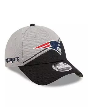 Мужская серо-черная регулируемая кепка New England Patriots 2023 Sideline 9FORTY New Era