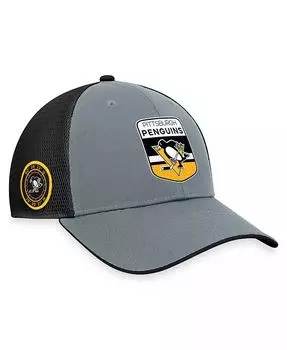 Мужская серо-черная регулируемая шапка Pittsburgh Penguins Authentic Pro Home Ice Trucker Fanatics, серый