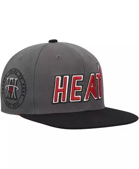 Мужская серо-черная шляпа Miami Heat Hardwood Classics 20th Anniversary Born and Bred Mitchell & Ness