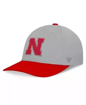 Мужская серо-красная шляпа Nebraska Huskers Mick Flex Hat Top Of The World, серый