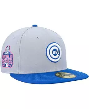 Мужская серо-синяя приталенная шляпа Chicago Cubs Dolphin 59FIFTY New Era