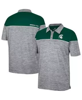 Мужская серо-зеленая рубашка-поло с меланжевым принтом michigan state spartans birdie Colosseum, мульти