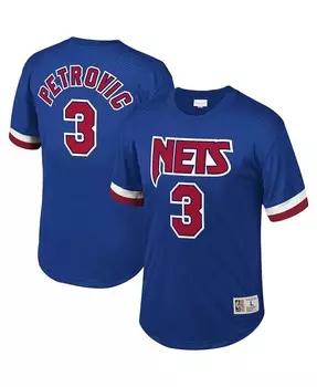 Мужская сетчатая футболка Drazen Petrovic Royal New Jersey Nets Mitchell & Ness