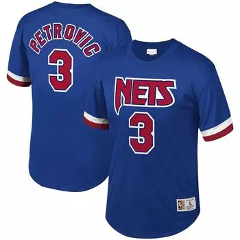 Мужская сетчатая футболка Mitchell & Ness Drazen Petrovic Royal New Jersey Nets