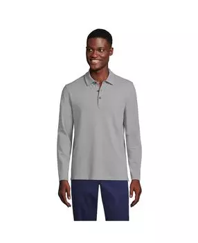 Мужская сетчатая футболка-поло Coolmax с длинными рукавами Lands' End