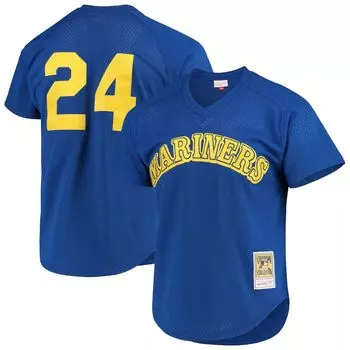 Мужская сетчатая тренировочная майка Mitchell & Ness Ken Griffey Jr. Royal Seattle Mariners Cooperstown
