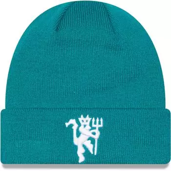 Мужская сезонная вязаная шапка New Era бирюзового цвета с манжетами Manchester United