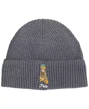 Мужская шапка-бини в стиле преппи с золотистым ретривером Polo Ralph Lauren, серый