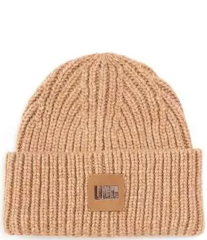 Мужская шапка массивной вязки в рубчик UGG, коричневый
