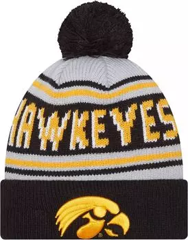 Мужская шапка New Era Iowa Hawkeyes с черным помпоном и надписью