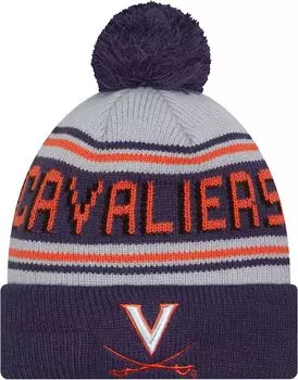 Мужская шапка New Era Virginia Cavaliers синего цвета с помпоном и надписью